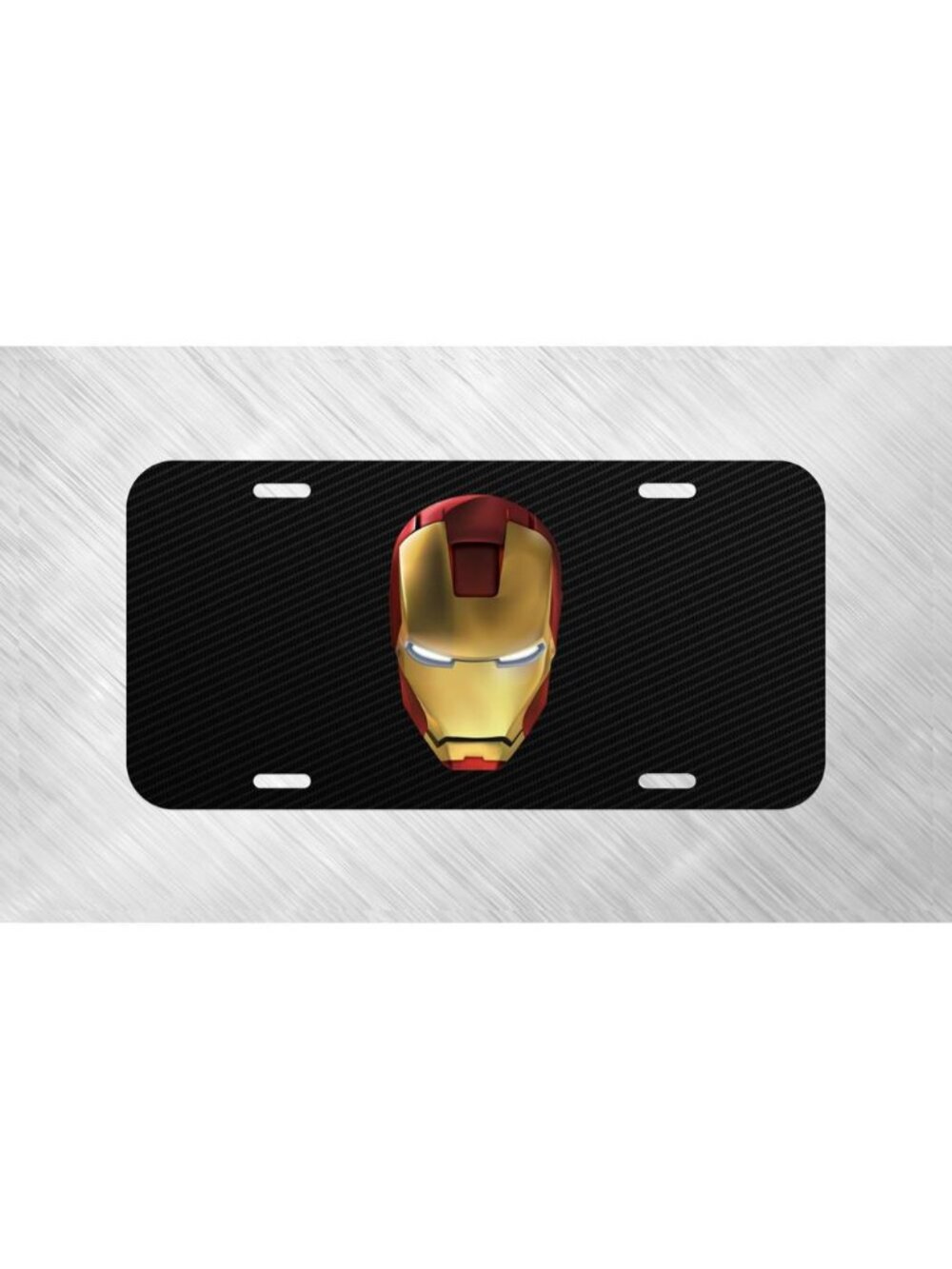 Simulated Carbon Fiber Ironman Marvel License Plate Auto Car Tag